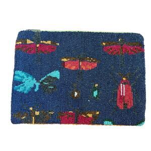 Anthropologie Miss Albright Beaded Insect Theme Clutch Bag Dragonfly 10.5 x 7
